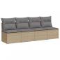 Preview: Gartensofa mit Kissen 4-Sitzer Beige Poly Rattan