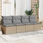 Preview: Gartensofa mit Kissen 4-Sitzer Beige Poly Rattan