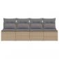 Preview: Gartensofa mit Kissen 4-Sitzer Beige Poly Rattan