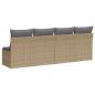 Preview: Gartensofa mit Kissen 4-Sitzer Beige Poly Rattan