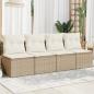 Preview: ARDEBO.de - Gartensofa mit Kissen 4-Sitzer Beige Poly Rattan