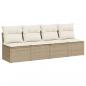 Preview: Gartensofa mit Kissen 4-Sitzer Beige Poly Rattan