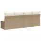 Preview: Gartensofa mit Kissen 4-Sitzer Beige Poly Rattan