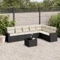 Preview: ARDEBO.de - 8-tlg. Garten-Sofagarnitur mit Kissen Schwarz Poly Rattan