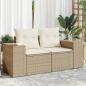 Preview: ARDEBO.de - Gartensofa mit Kissen 2-Sitzer Beige Poly Rattan