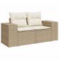 Preview: Gartensofa mit Kissen 2-Sitzer Beige Poly Rattan