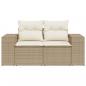 Preview: Gartensofa mit Kissen 2-Sitzer Beige Poly Rattan