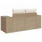 Preview: Gartensofa mit Kissen 2-Sitzer Beige Poly Rattan