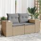 Preview: ARDEBO.de - Gartensofa mit Kissen 2-Sitzer Beige Poly Rattan