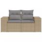 Preview: Gartensofa mit Kissen 2-Sitzer Beige Poly Rattan