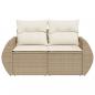 Preview: Gartensofa mit Kissen 2-Sitzer Beige Poly Rattan