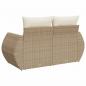 Preview: Gartensofa mit Kissen 2-Sitzer Beige Poly Rattan