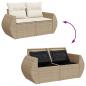 Preview: Gartensofa mit Kissen 2-Sitzer Beige Poly Rattan