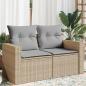 Preview: ARDEBO.de - Gartensofa mit Kissen 2-Sitzer Beige Poly Rattan