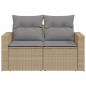 Preview: Gartensofa mit Kissen 2-Sitzer Beige Poly Rattan