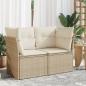 Preview: ARDEBO.de - Gartensofa mit Kissen 2-Sitzer Beige Poly Rattan