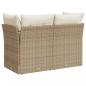 Preview: Gartensofa mit Kissen 2-Sitzer Beige Poly Rattan