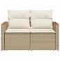 Preview: Gartensofa mit Kissen 2-Sitzer Beige Poly Rattan