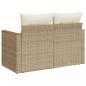 Preview: Gartensofa mit Kissen 2-Sitzer Beige Poly Rattan