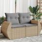 Preview: ARDEBO.de - Gartensofa mit Kissen 2-Sitzer Beige Poly Rattan