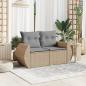 Preview: Gartensofa mit Kissen 2-Sitzer Beige Poly Rattan