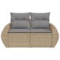 Preview: Gartensofa mit Kissen 2-Sitzer Beige Poly Rattan