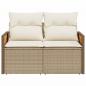 Preview: Gartensofa mit Kissen 2-Sitzer Beige Poly Rattan