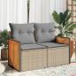 Preview: ARDEBO.de - Gartensofa mit Kissen 2-Sitzer Beige Poly Rattan