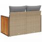 Preview: Gartensofa mit Kissen 2-Sitzer Beige Poly Rattan