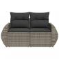 Preview: Gartensofa 2-Sitzer mit Kissen Grau Poly Rattan