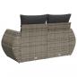 Preview: Gartensofa 2-Sitzer mit Kissen Grau Poly Rattan