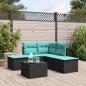 Preview: ARDEBO.de - 6-tlg. Garten-Sofagarnitur mit Kissen Schwarz Poly Rattan