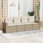 Preview: ARDEBO.de - 4-tlg. Garten-Sofagarnitur mit Kissen Beige Poly Rattan