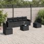 Preview: ARDEBO.de - 7-tlg. Garten-Sofagarnitur mit Kissen Schwarz Poly Rattan