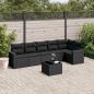 Preview: ARDEBO.de - 7-tlg. Garten-Sofagarnitur mit Kissen Schwarz Poly Rattan