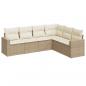 Preview: 6-tlg. Garten-Sofagarnitur mit Kissen Beige Poly Rattan