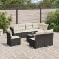 Preview: ARDEBO.de - 9-tlg. Garten-Sofagarnitur mit Kissen Schwarz Poly Rattan