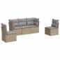 Preview: 5-tlg. Garten-Sofagarnitur mit Kissen Beige Poly Rattan