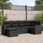 Preview: ARDEBO.de - 6-tlg. Garten-Sofagarnitur mit Kissen Schwarz Poly Rattan