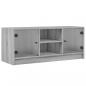 Preview: TV-Schrank mit Glastüren Grau Sonoma 102x37x42 cm