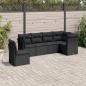 Preview: ARDEBO.de - 6-tlg. Garten-Sofagarnitur mit Kissen Schwarz Poly Rattan