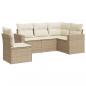 Preview: 5-tlg. Garten-Sofagarnitur mit Kissen Beige Poly Rattan