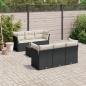 Preview: ARDEBO.de - 7-tlg. Garten-Sofagarnitur mit Kissen Schwarz Poly Rattan