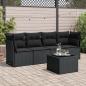 Preview: ARDEBO.de - 5-tlg. Garten-Sofagarnitur mit Kissen Schwarz Poly Rattan