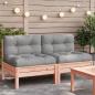 Preview: ARDEBO.de - Gartensofa ohne Armlehnen mit Kissen 2Stk. Massivholz Douglasie