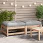 Preview: ARDEBO.de - Gartenhocker mit Kissen 2 Stk. Massivholz Kiefer