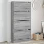 Preview: ARDEBO.de - Schuhschrank mit 4 Klappen Grau Sonoma 80x21x163,5 cm