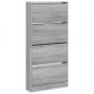 Preview: Schuhschrank mit 4 Klappen Grau Sonoma 80x21x163,5 cm