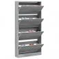 Preview: Schuhschrank mit 4 Klappen Grau Sonoma 80x21x163,5 cm