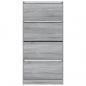 Preview: Schuhschrank mit 4 Klappen Grau Sonoma 80x21x163,5 cm